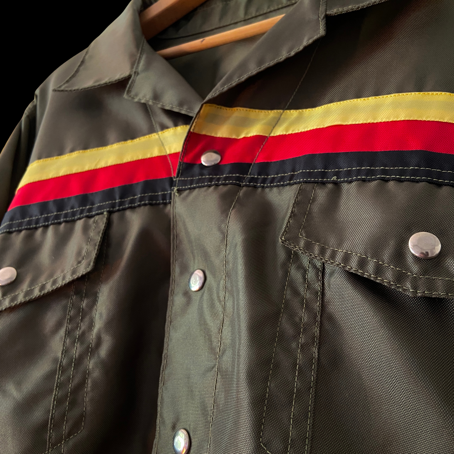 1970s Green Striped Nylon Trucker Jacket