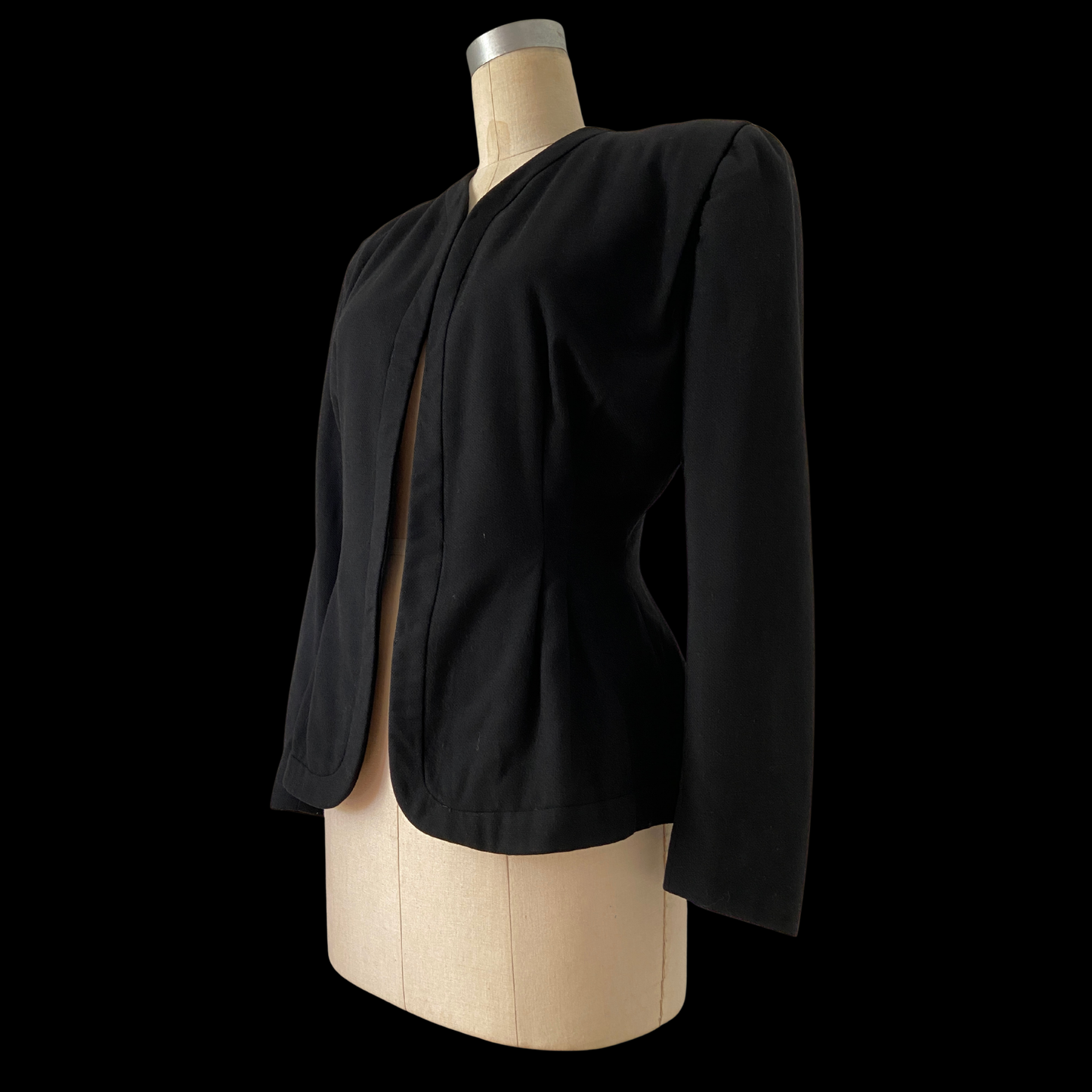 1940s Black Wool Blazer Forstmann