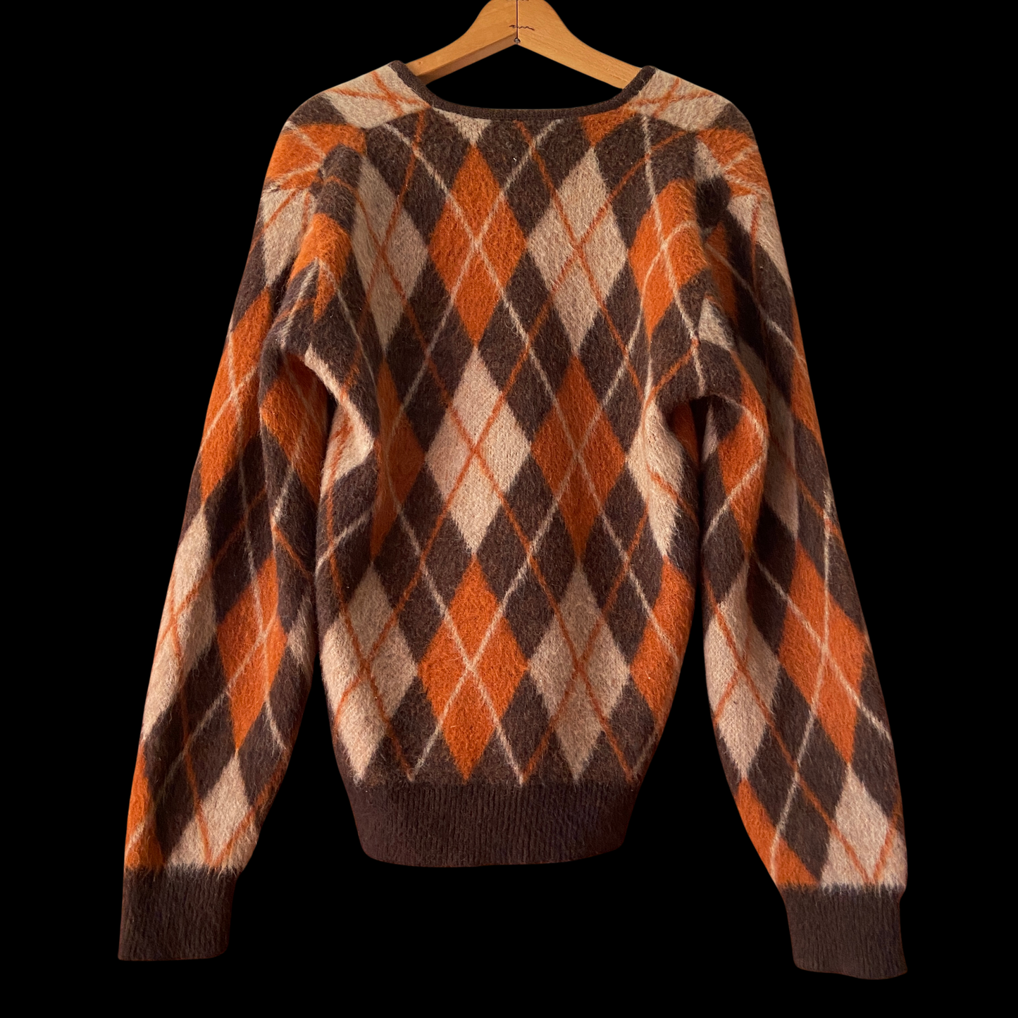 1950s 1960s Mohair Sweater Shaggy Argyle