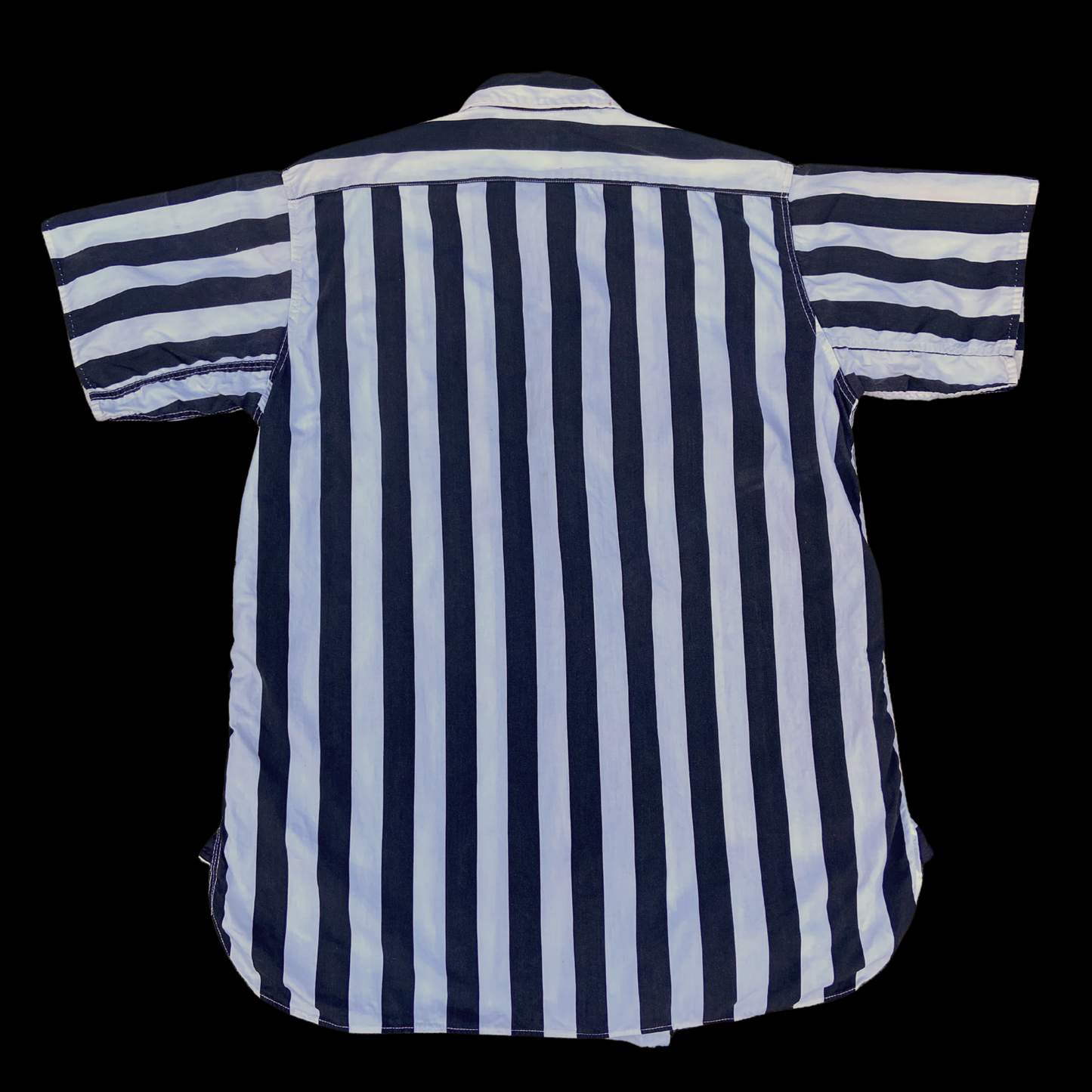 1950s Black and White Striped Cotton Referee Shirt