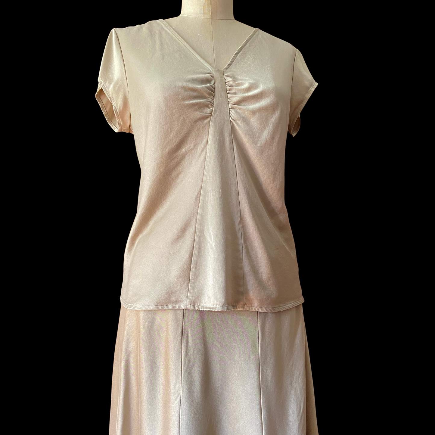 1990s Silk Skirt Set 1930s 1940s Style