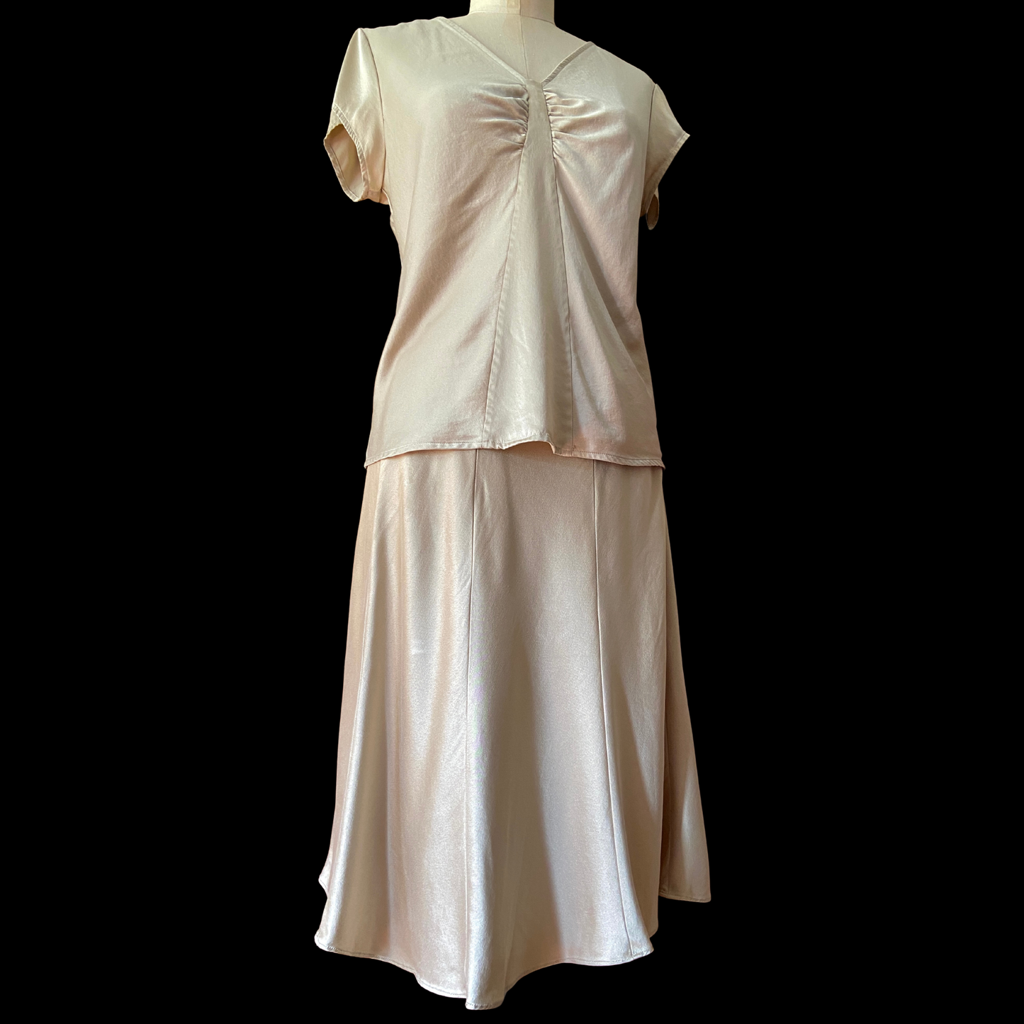 1990s Silk Skirt Set 1930s 1940s Style