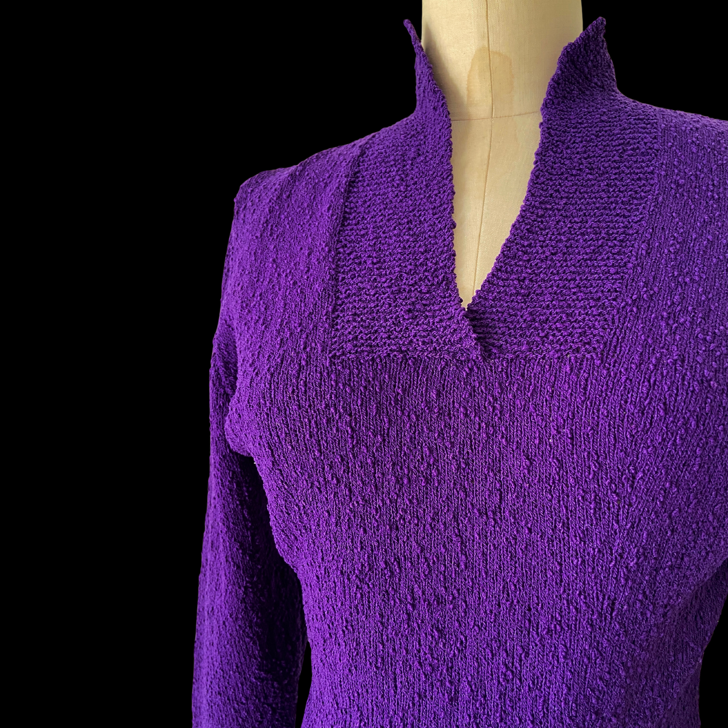 1940s Purple Sweater Dress Wool Boucle