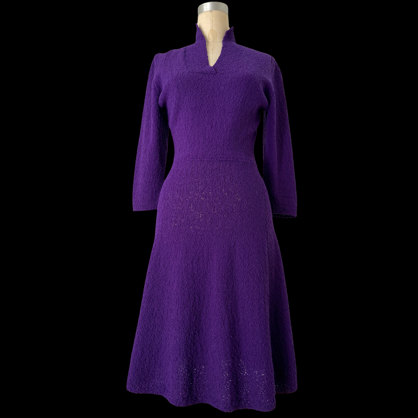 1940s Purple Sweater Dress Wool Boucle