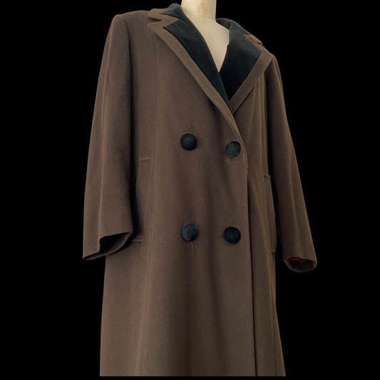 1980s Brown Wool Coat 1940s Style