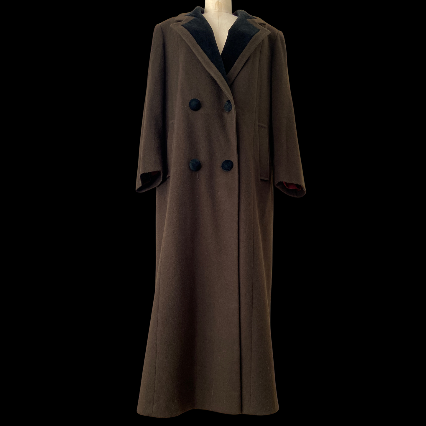 1980s Brown Wool Coat 1940s Style