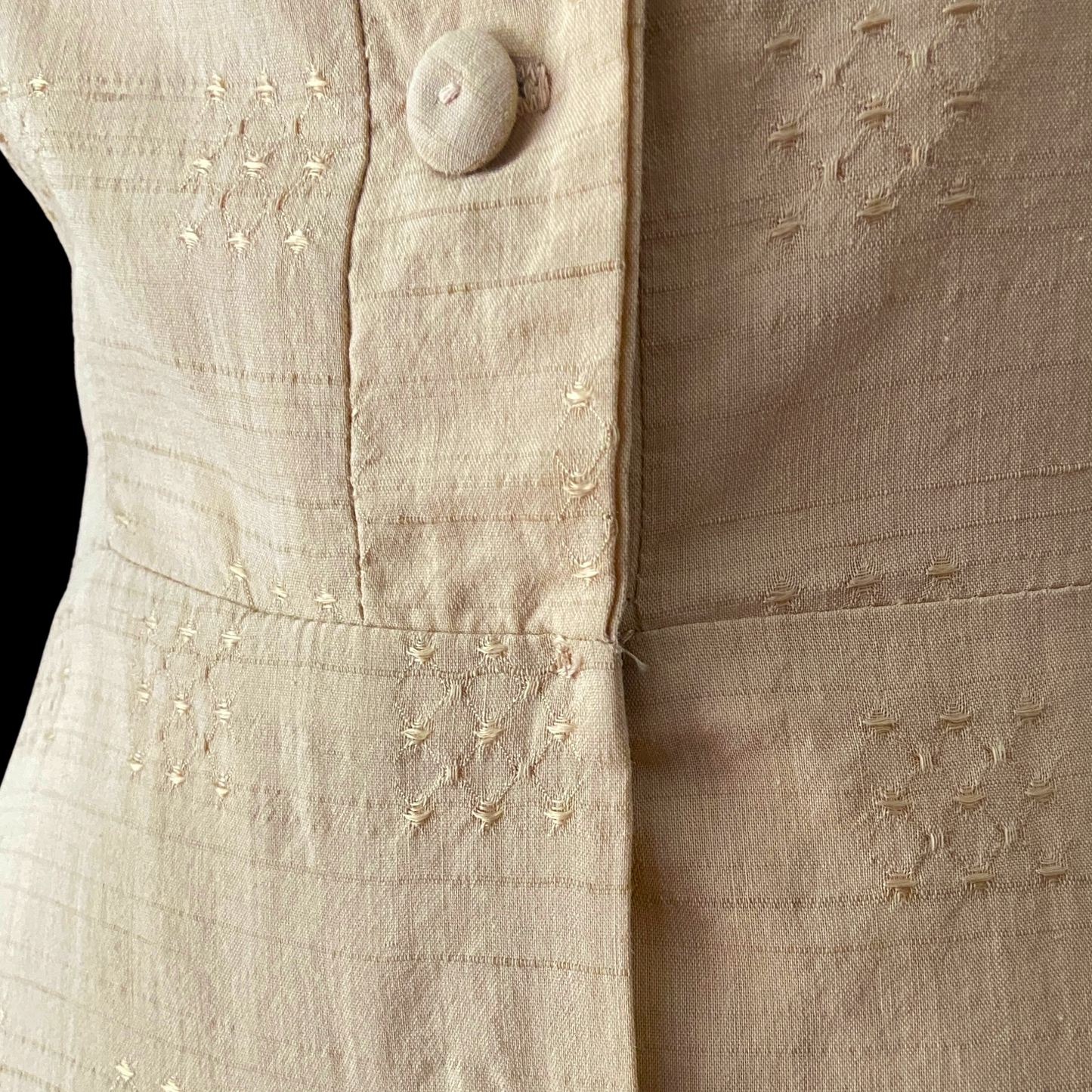 1940s 1950s Cream Cotton Shirt Dress