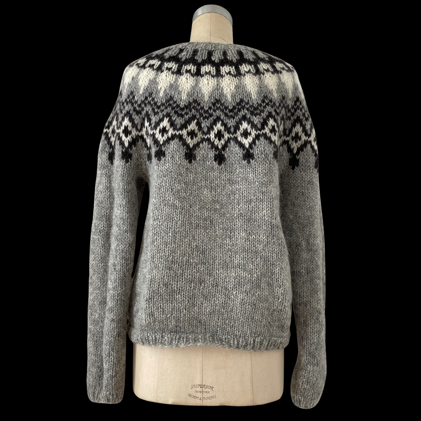 1980s Icelandic Lopapeysa Hand Knit Mohair Wool Sweater