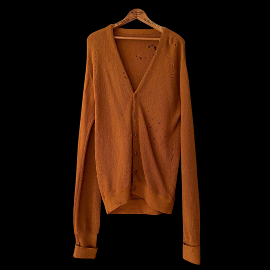 1960s Distressed Orange Wool Cardigan