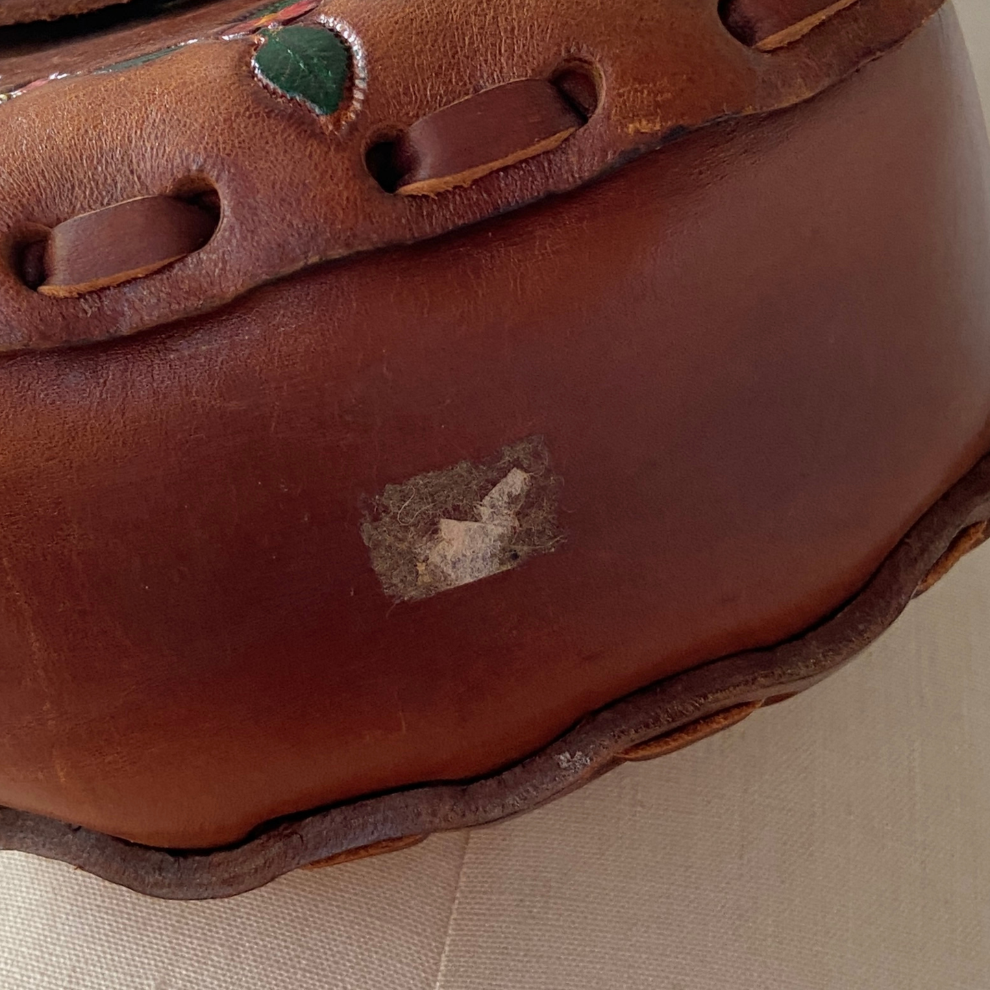 1960s 1970s Painted Leather Purse Tooled