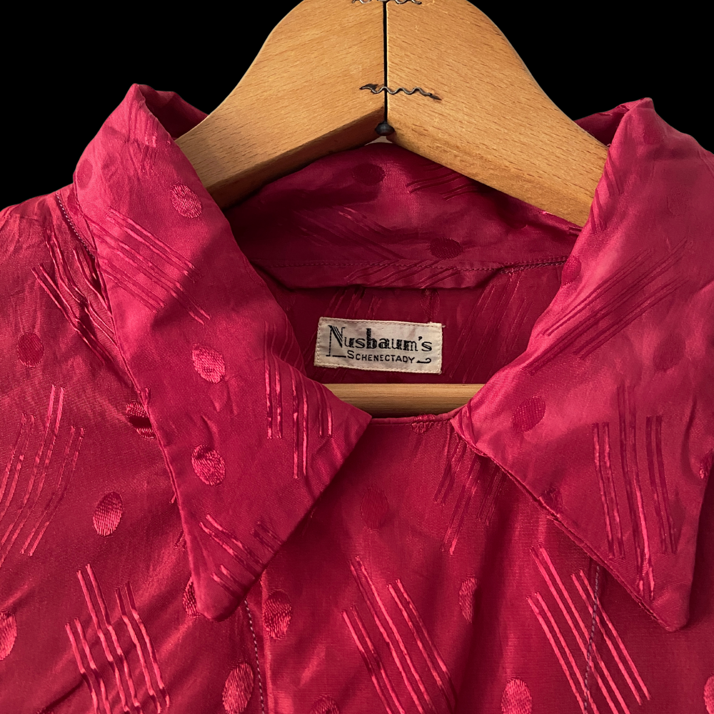 1920s 1930s Deco Brocade Red Rayon Top
