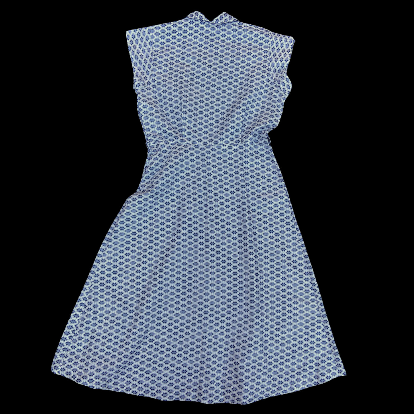 1940s Gray and Black Printed Cotton Day Dress Deadstock