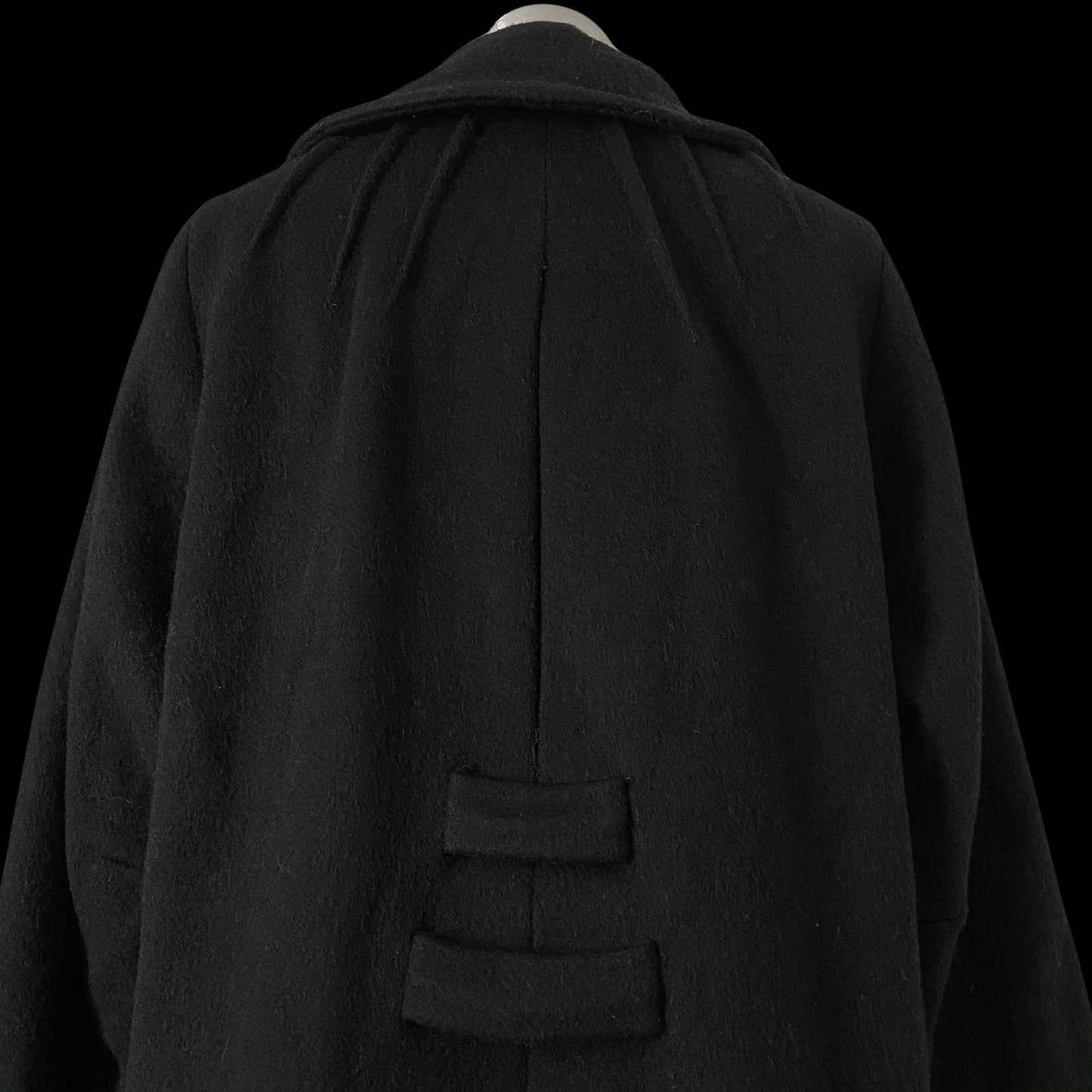 1960s Black Wool Coat Mod Flower Buttons