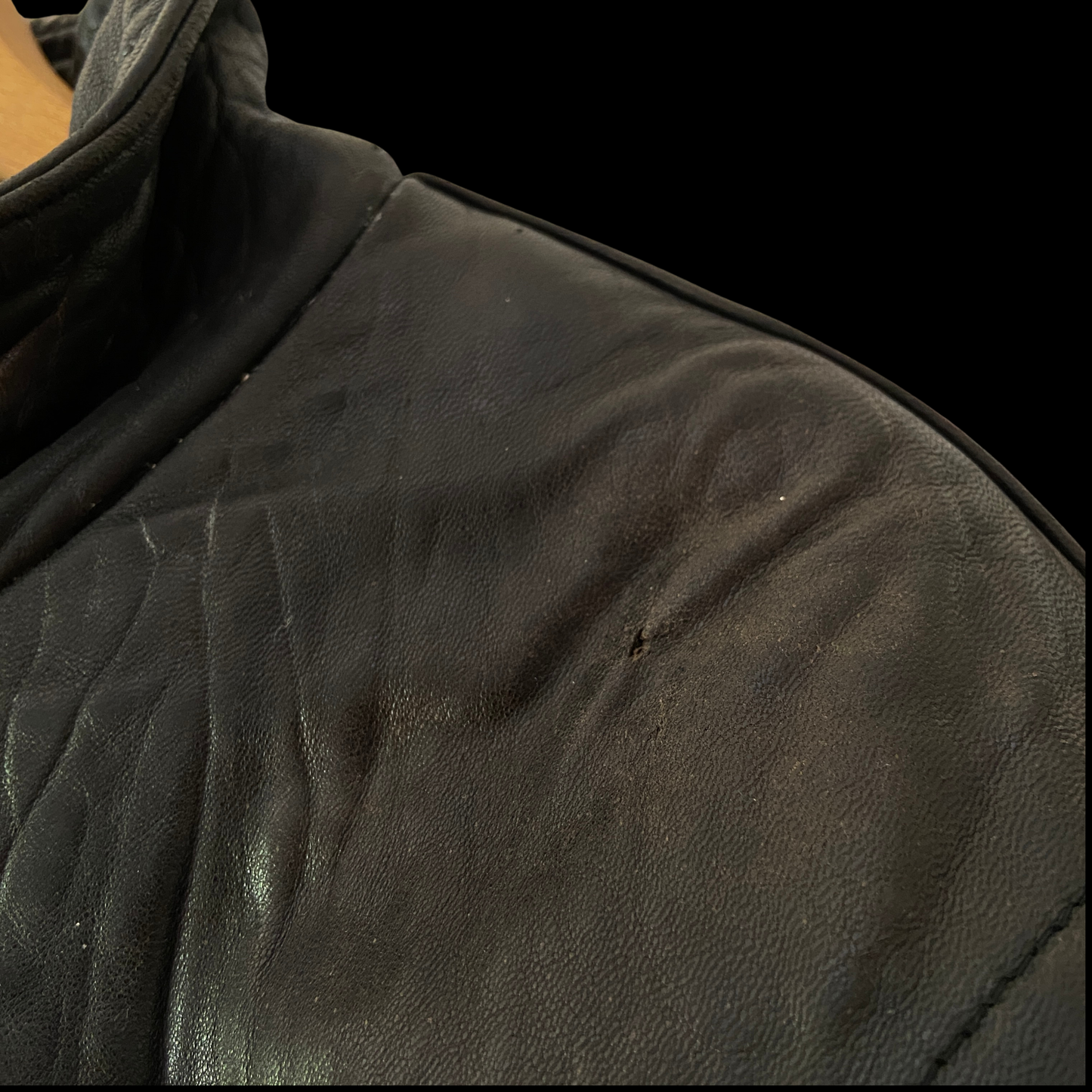 1980s Leather Distressed Bomber Jacket Buckle Back M. Julian
