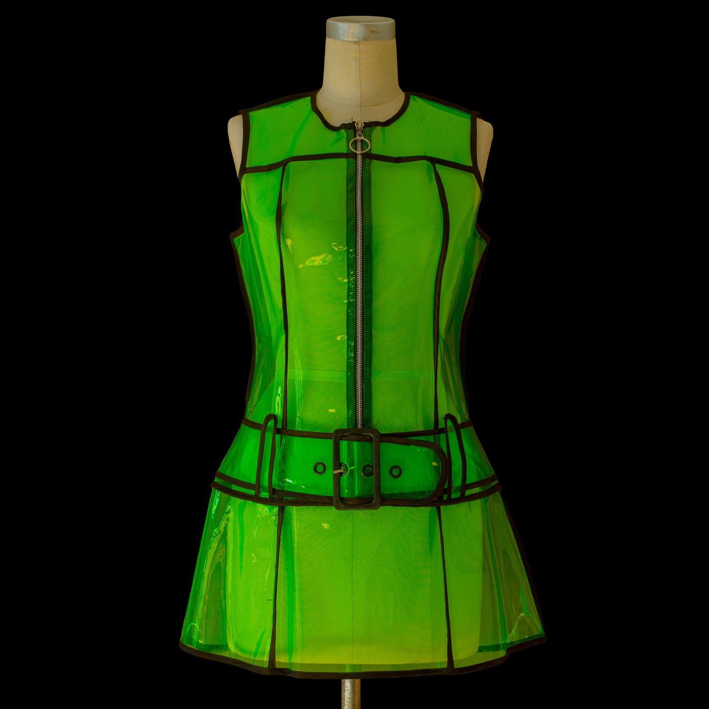 1990s Lip Service Green Vinyl Dress