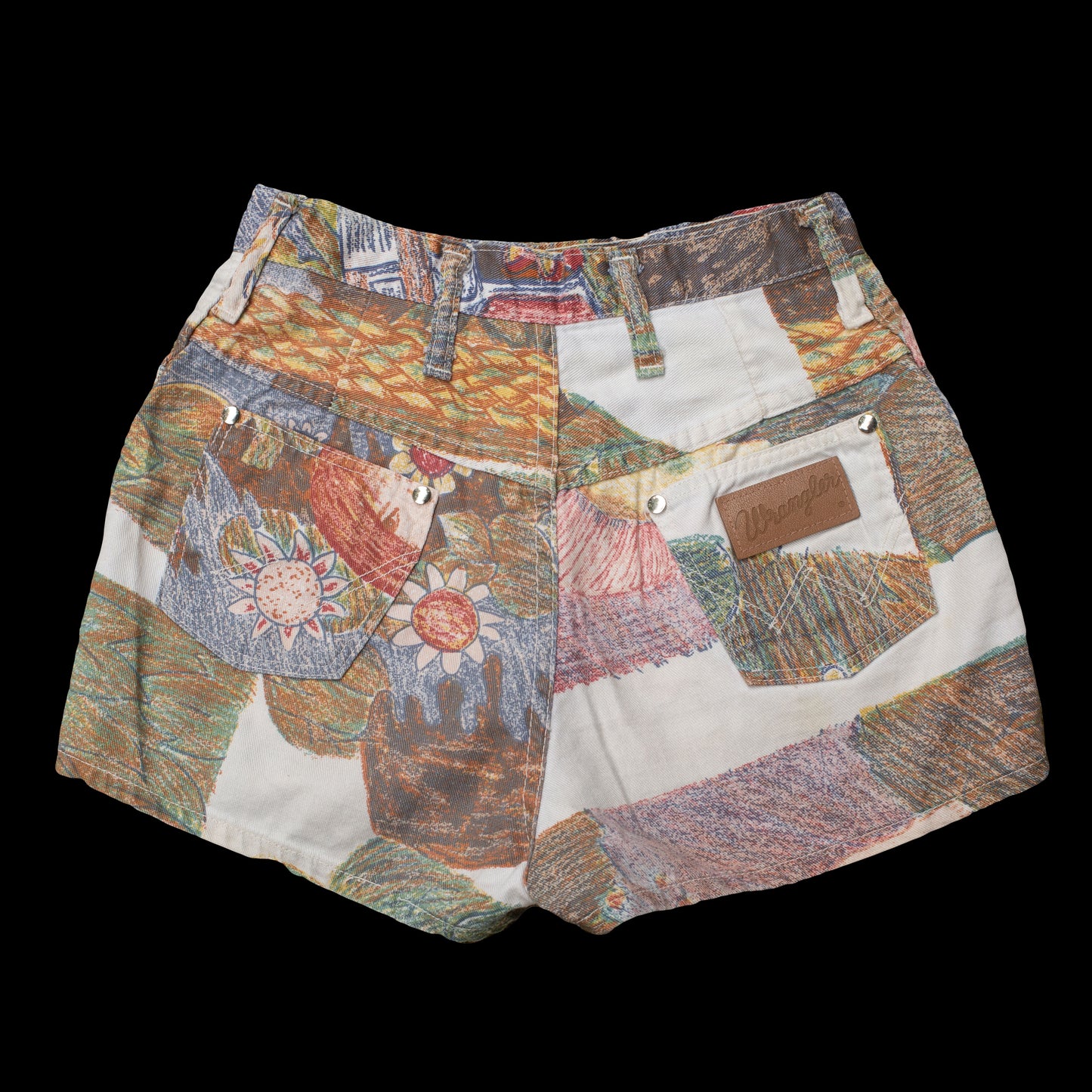 1960s Hippie Novelty Print Wrangler Shorts