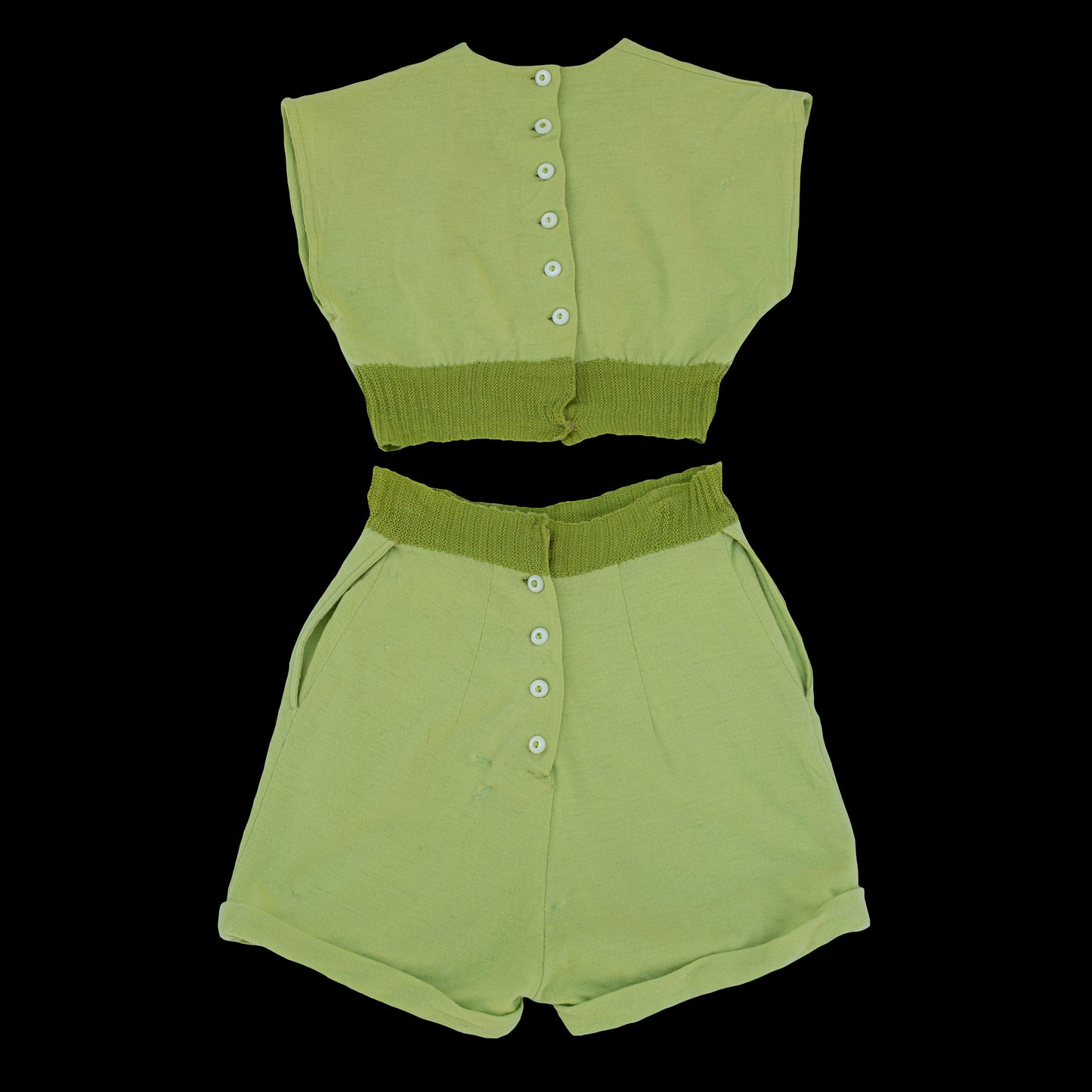 1940s Green Wool Top and Shorts Set