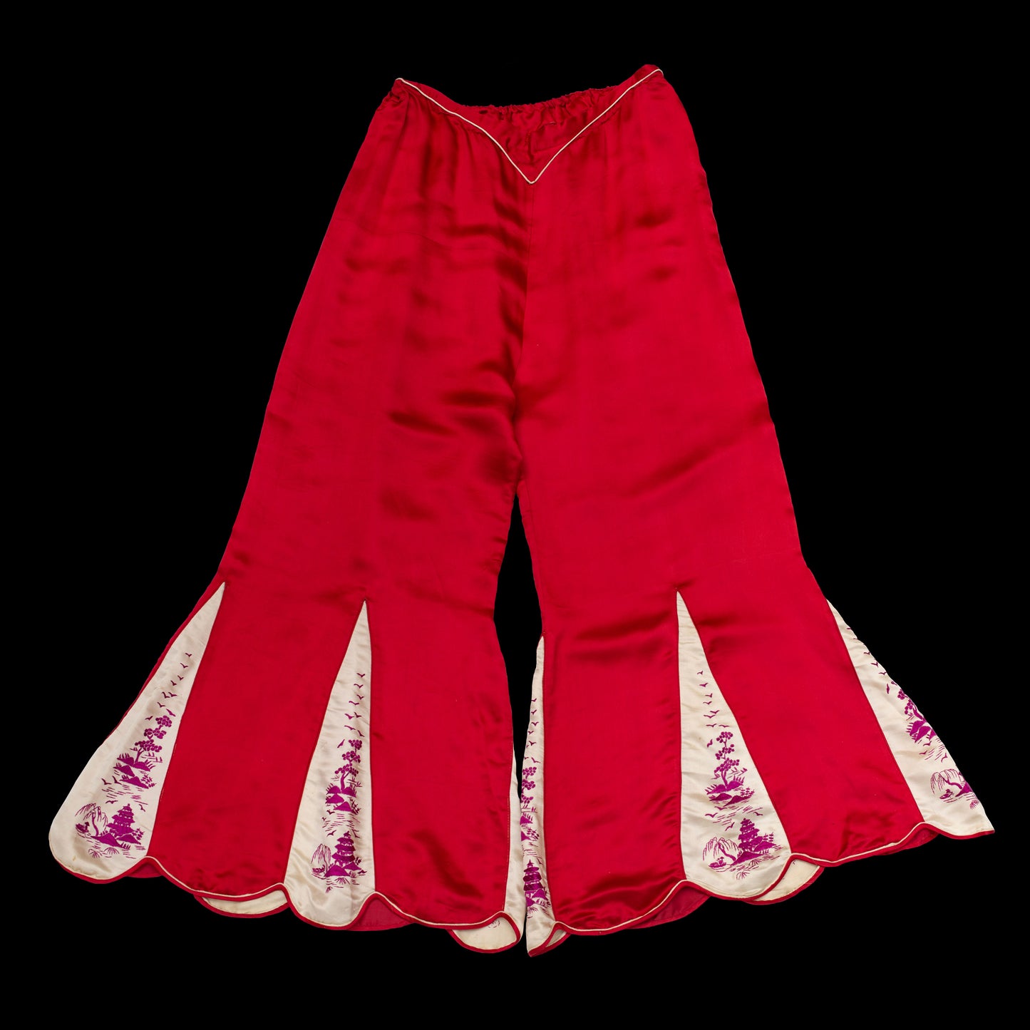 1920s Red Silk Beach Pajama Pants