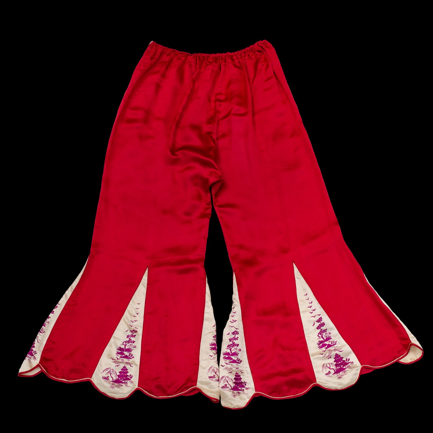 1920s Red Silk Beach Pajama Pants