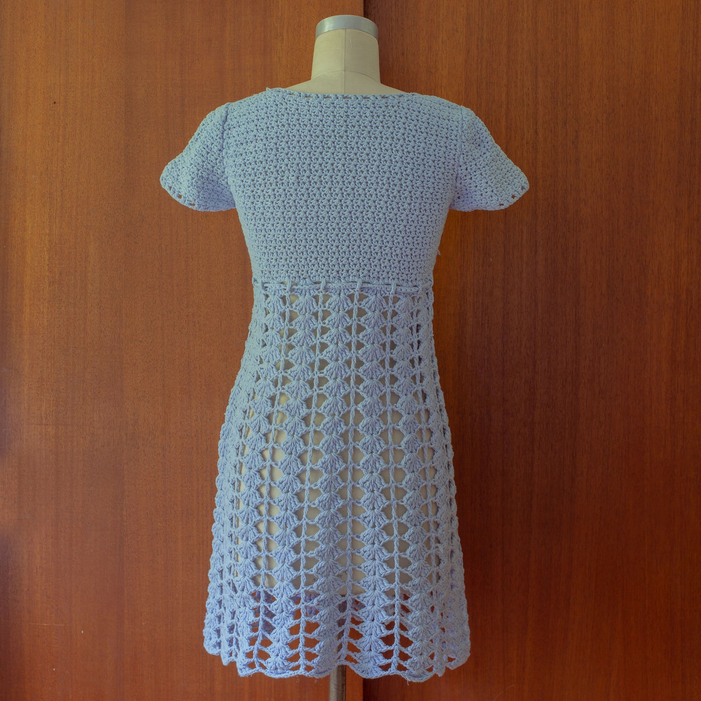 1960s Periwinkle Crochet Mini Dress