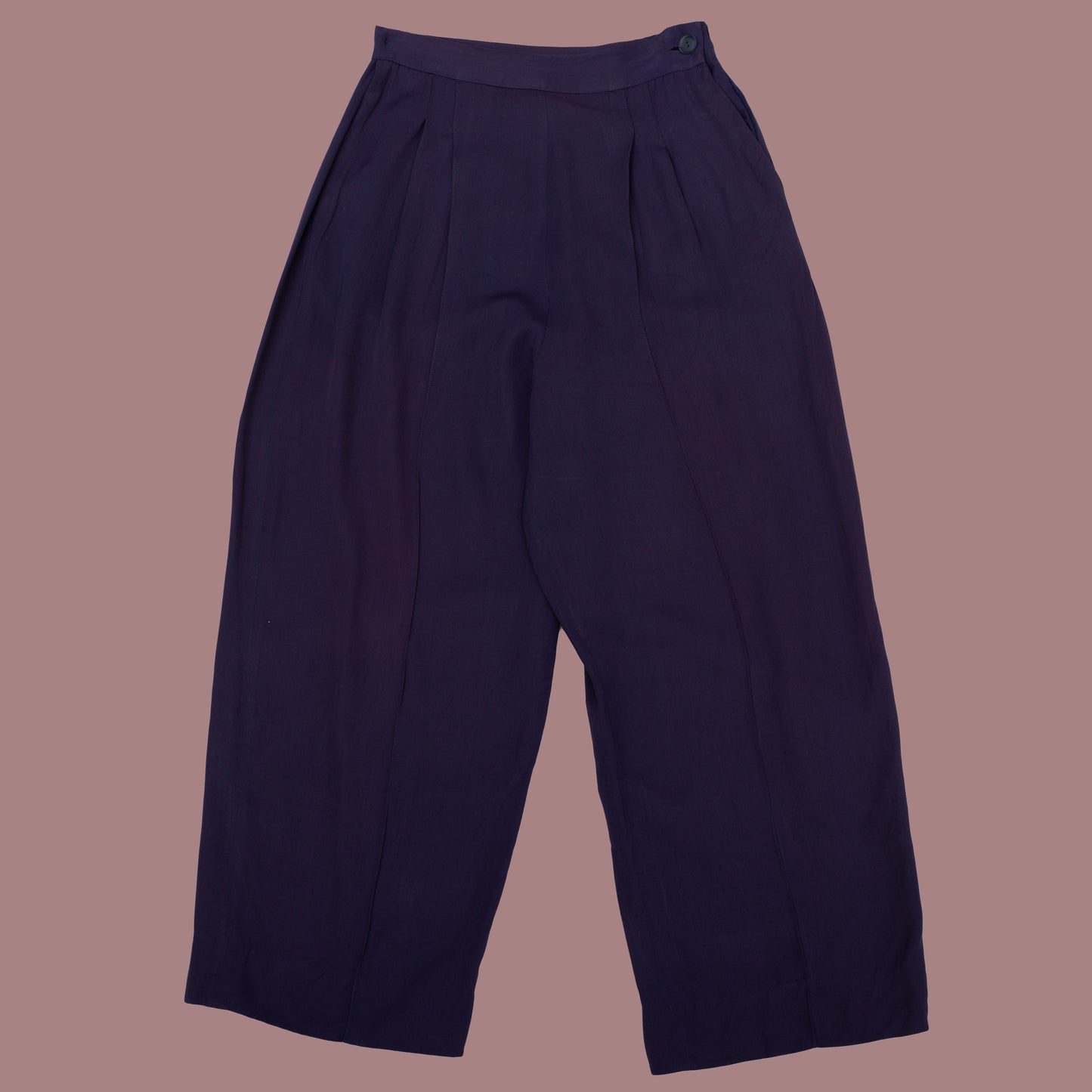 1940s Navy Blue Rayon Pants 25 Waist