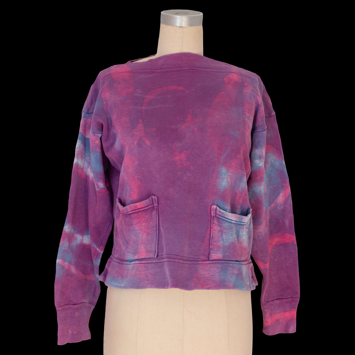 1940s Purple Sweatshirt Batik Hippie Tie Dyed 1960s