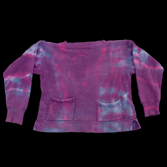 1940s Purple Sweatshirt Batik Hippie Tie Dyed 1960s