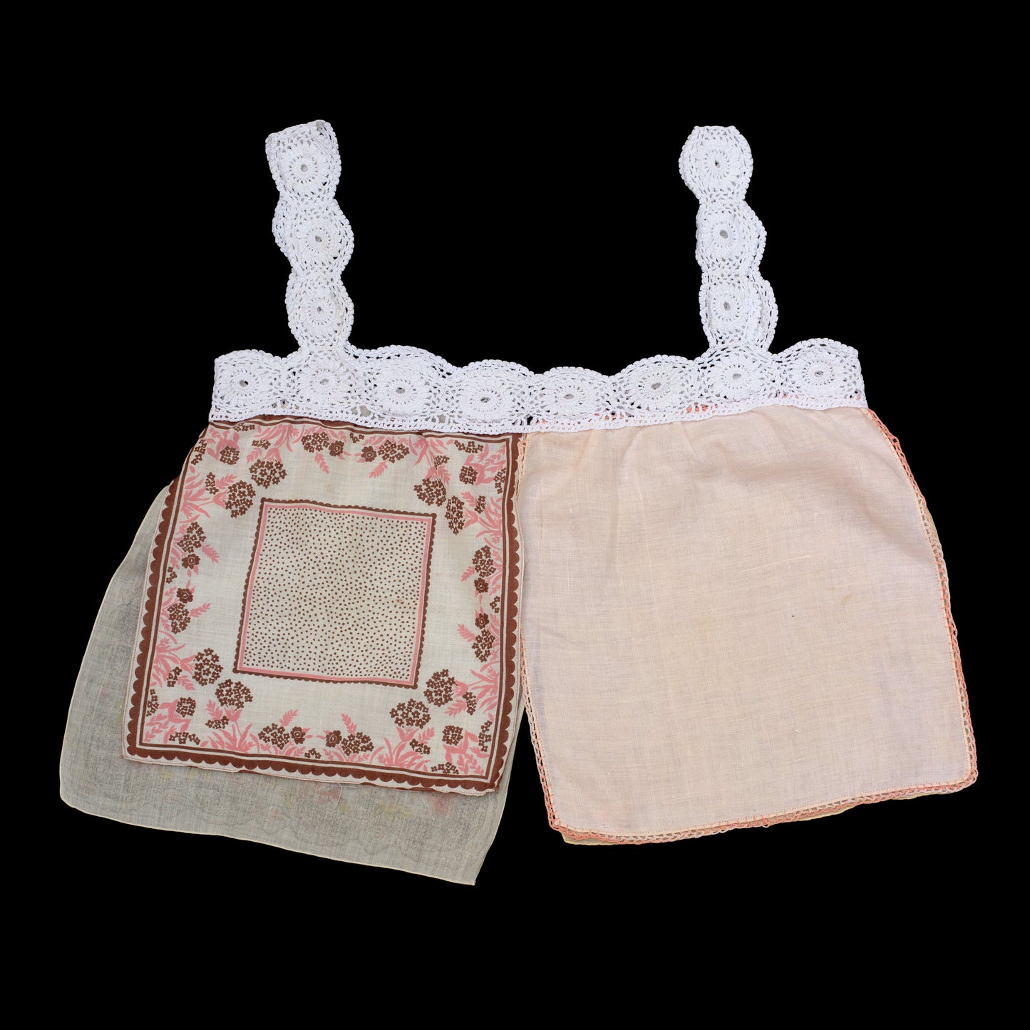 Reworked Vintage Cotton Hankie + Crochet Yoke Blouse