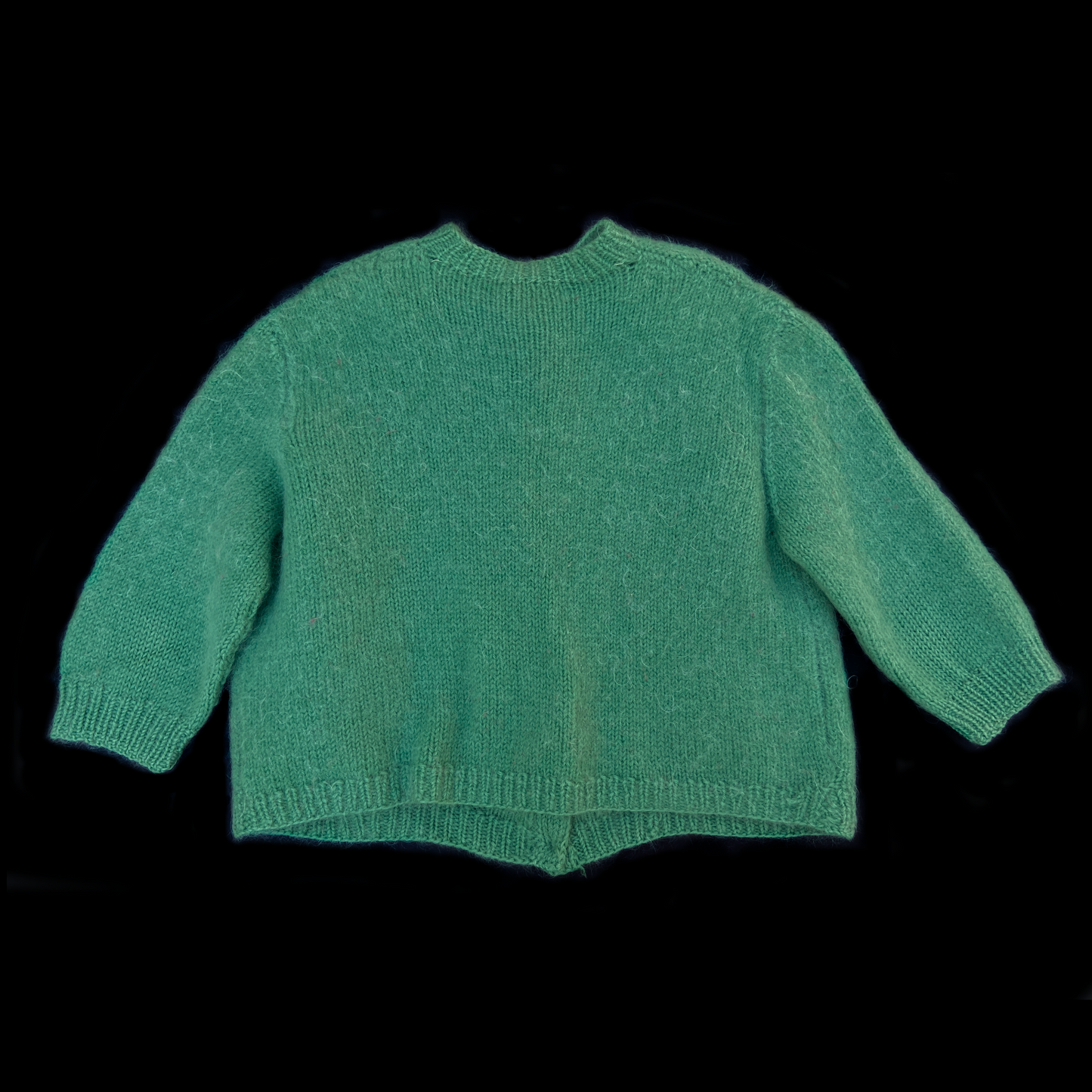 1960s Hand Knit Seafoam Green Mohair Cardigan
