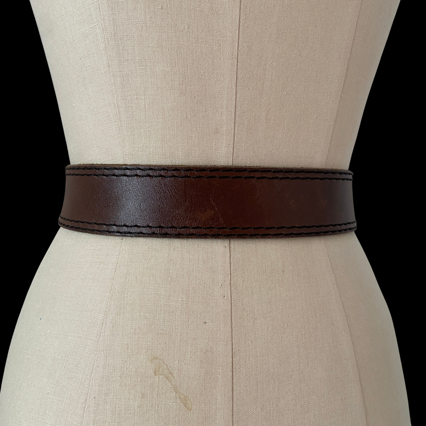 1970s Brass and Brown Leather Belt