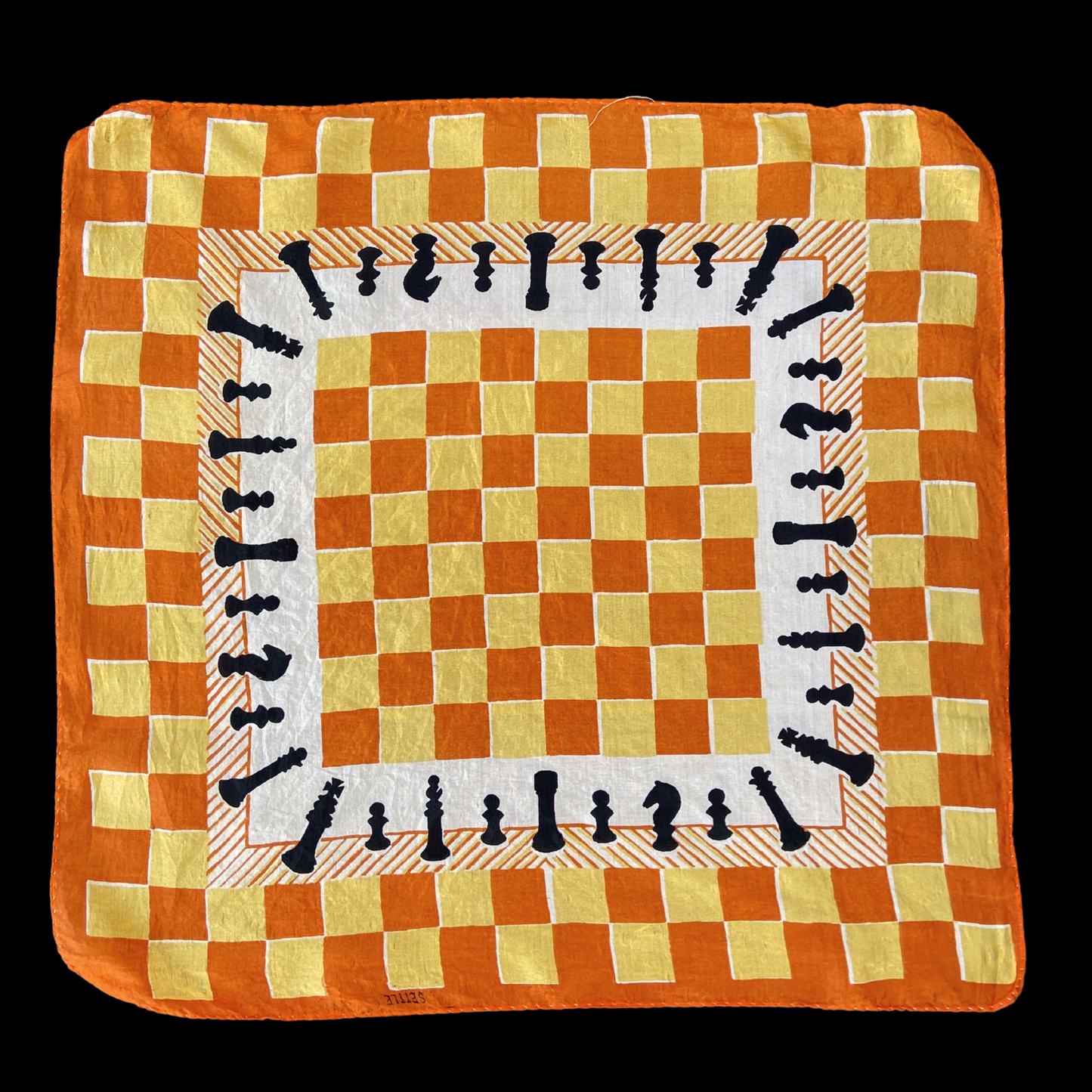 1940s Chess Print Silk Scarf Novelty