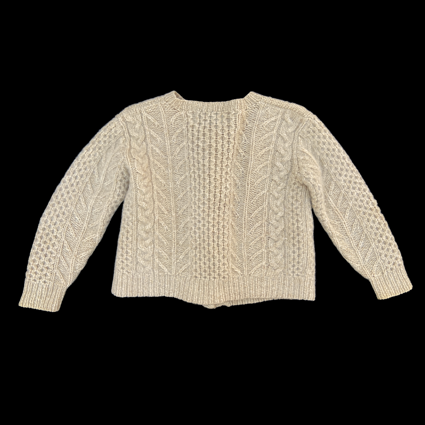1970s Woolrich Cream Wool Cable Knit Cardigan