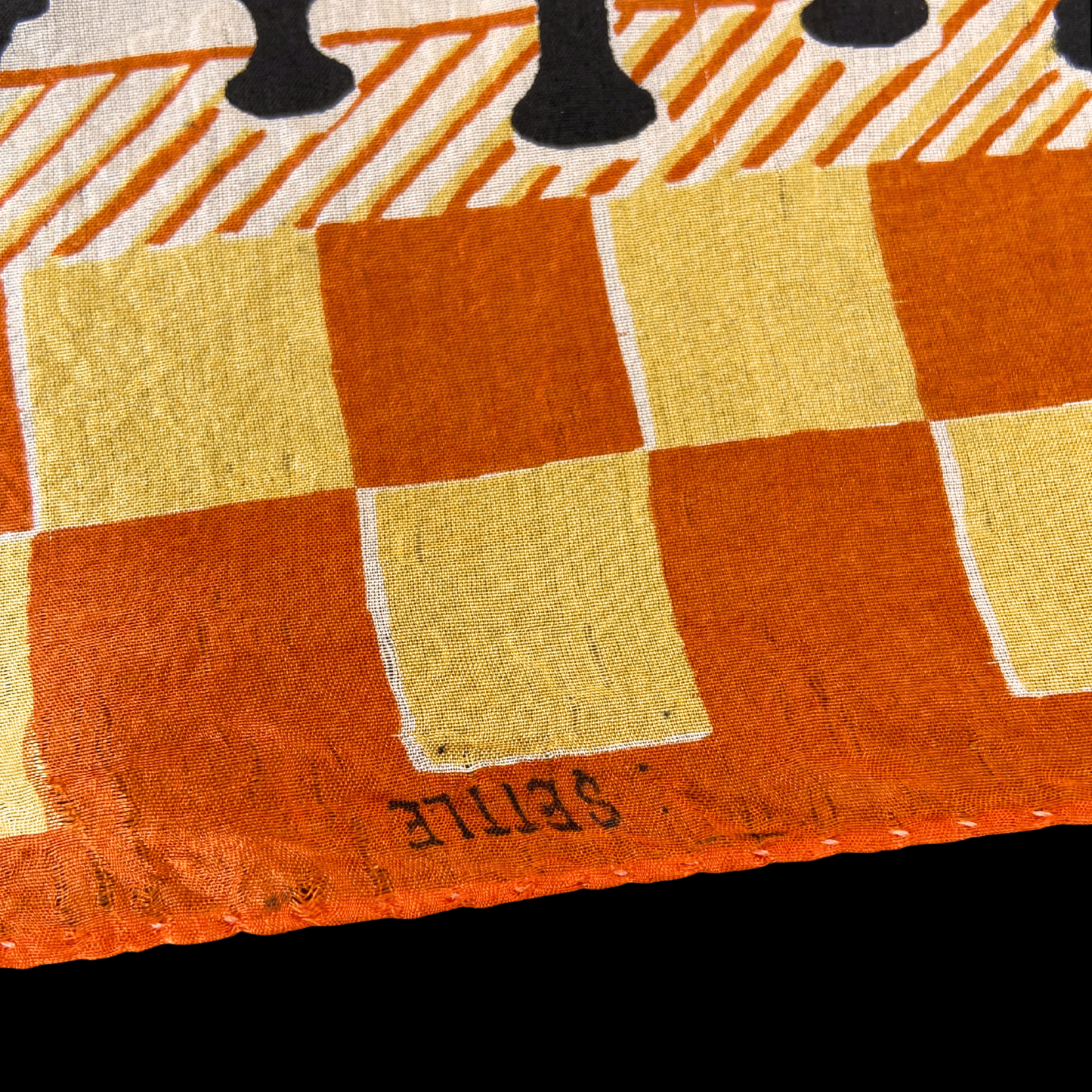 1940s Chess Print Silk Scarf Novelty