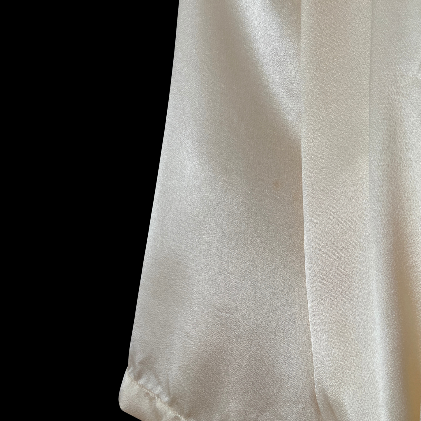 1960s Balloon Sleeve Cream Satin Blouse with Dagger Collar