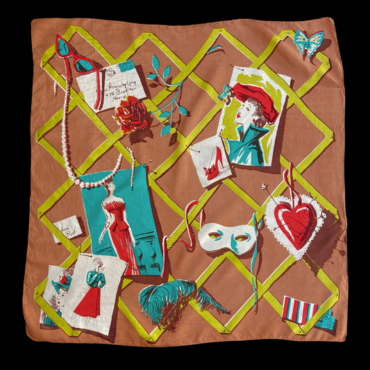 1940s Fashion Lover Memento Silk Scarf