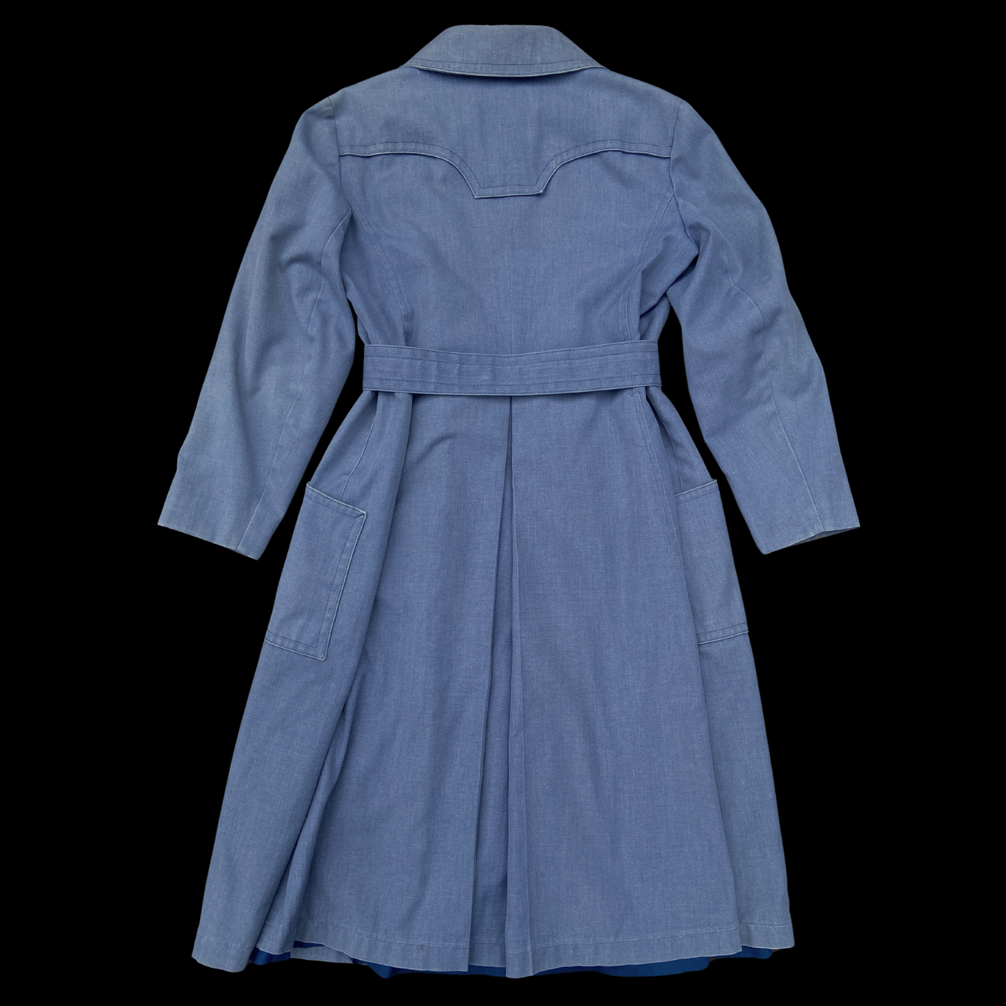 1970s Blue Canvas Trench Coat
