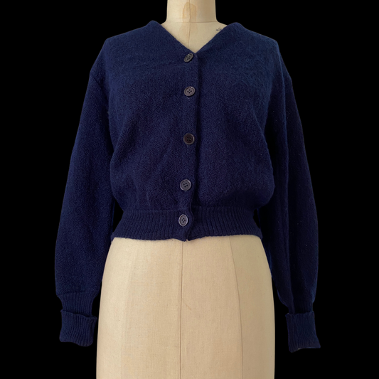 1960s Blue Mohair Cardigan Fuzzy Cropped