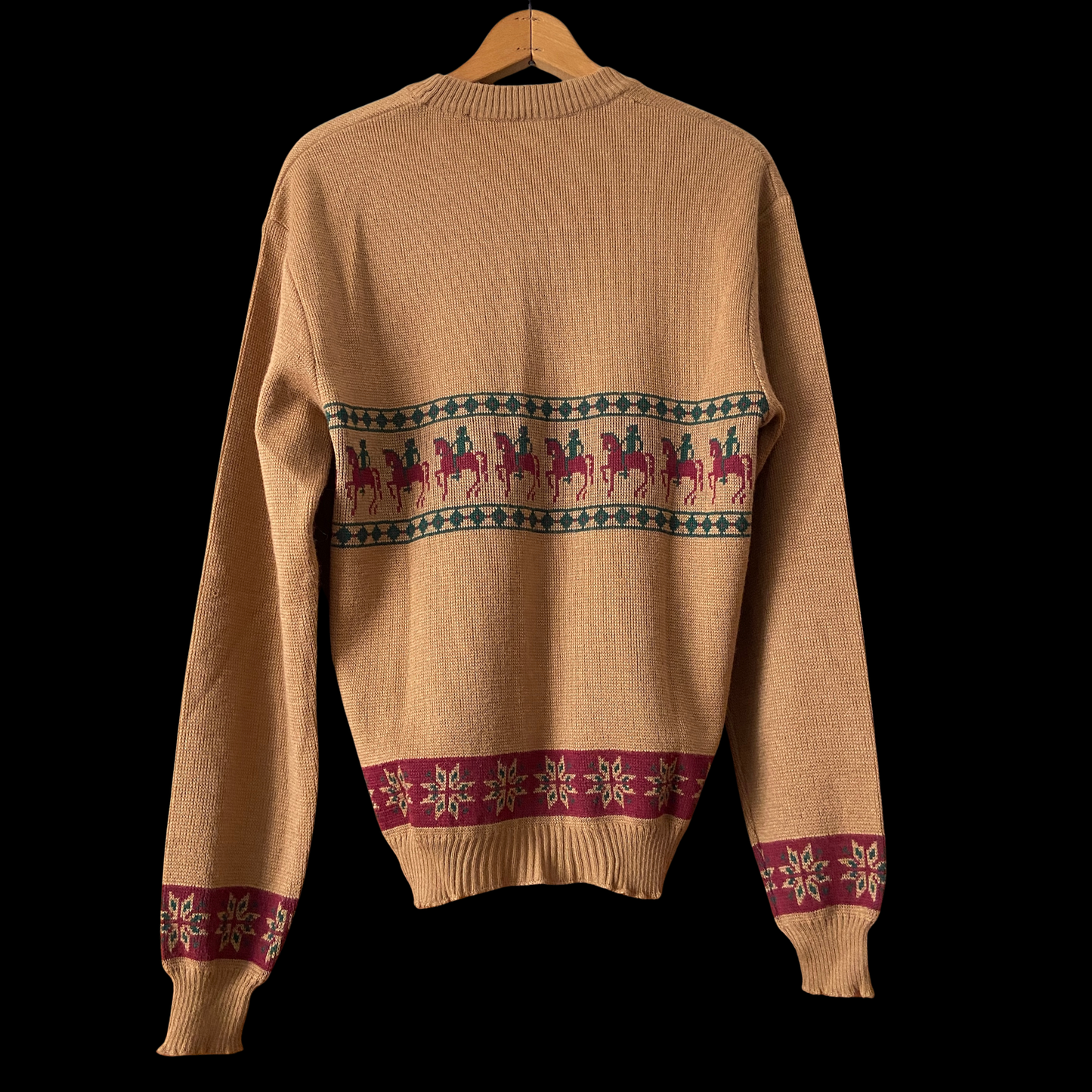 1960s Horse Rider and Snowflake Intarsia Sweater