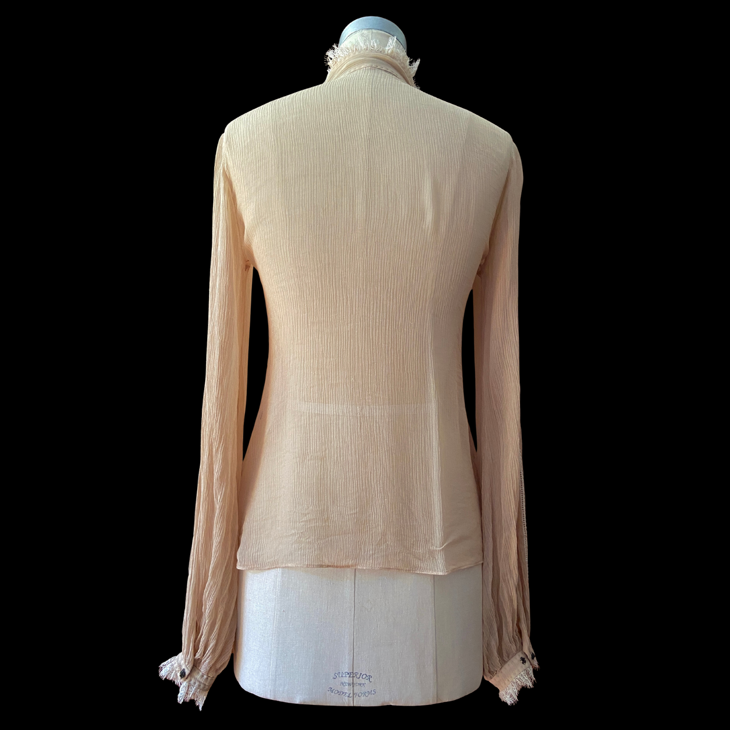 2000s Silk Gauze Victorian Lace Blouse