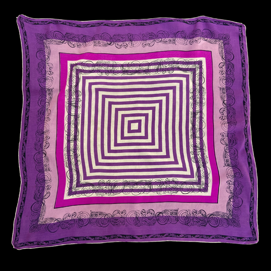 1940s Purple Striped Silk Scarf Large