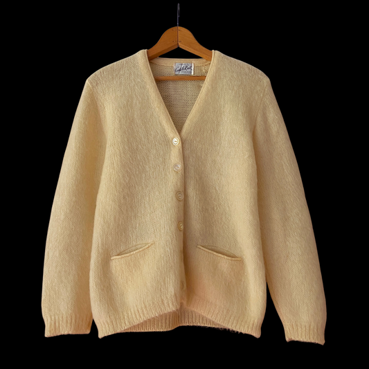 1960s Fuzzy Mohair Cardigan Yellow