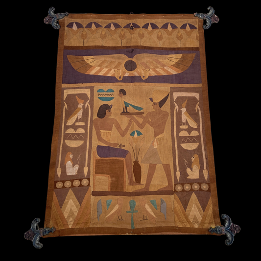 19th Century Egyptian Revival Applique Wall Hanging with Original Finials