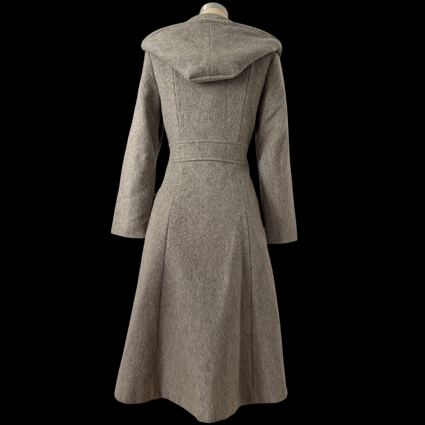 1970s Gray Wool Wrap Coat Hooded
