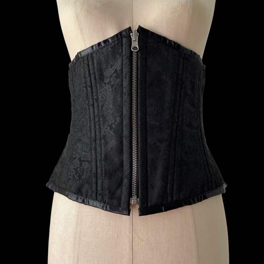Vintage 1990s Black Red Brocade Corset Reversible