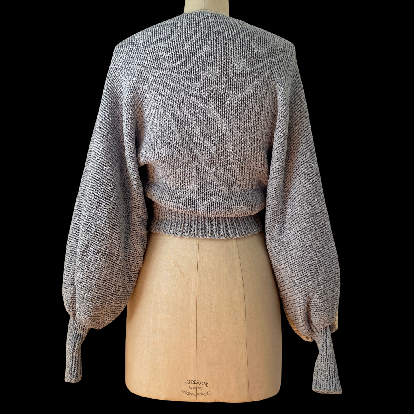 1980s Wrap Sweater Balloon Sleeve Angora Trimmed