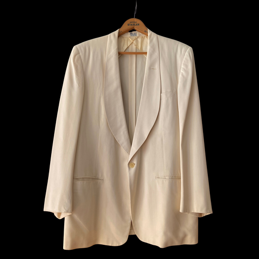 1940s White Tuxedo Jacket After Six Gaberdine