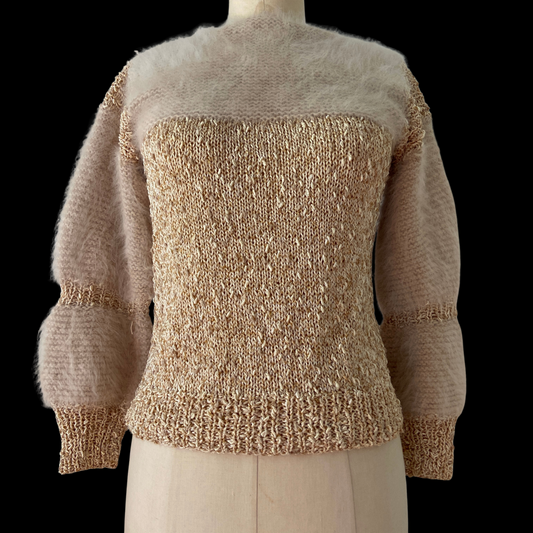 1980s Angora Sweater Hand Knit Lurex