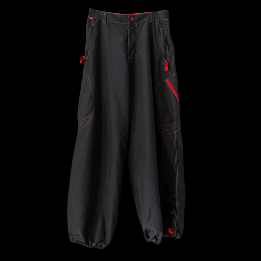 1990s Kikwear Black Wide Leg Cargo Pants