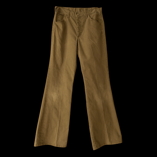 1970s Lee Rider Jeans Olive Brown Bell Bottoms 32 in Waist