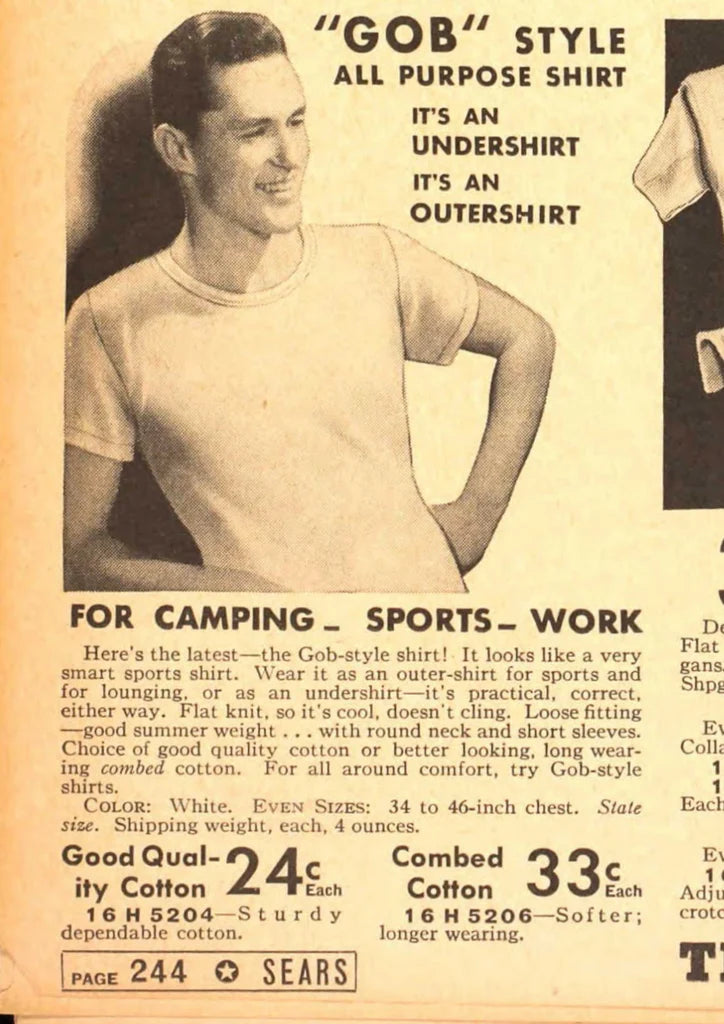 1940s Blue Long Sleeve Pocket Tee Shirt